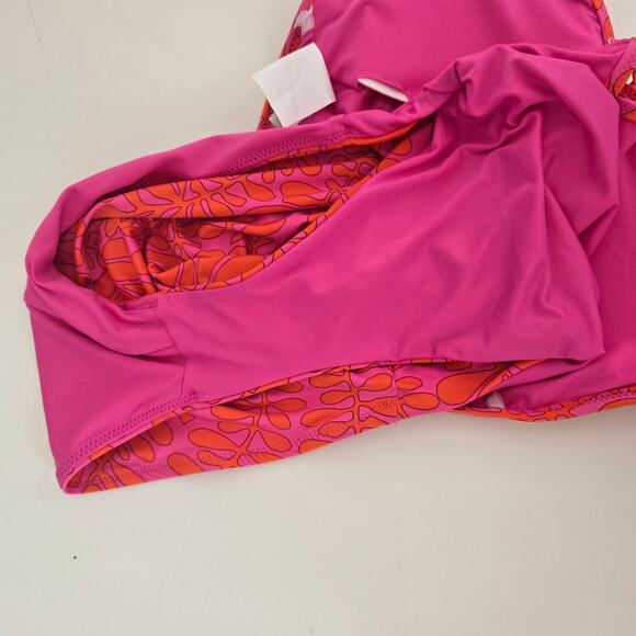 Trina Turk Trellis Twist One Piece Swimsuit Pink Orange Halter Tie Women 6 - Picture 9 of 11